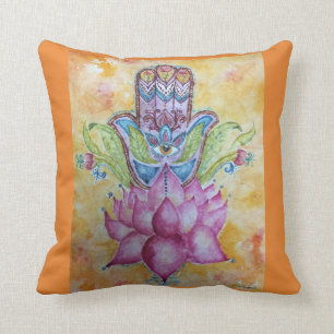 Coussin Carreau coloré d'aquarelle de Hamsa