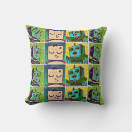 Coussin Carreau comique d'art de robot