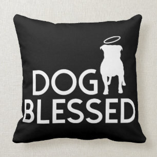 Coussin Carreau d'ange de pitbull béni "par chien"