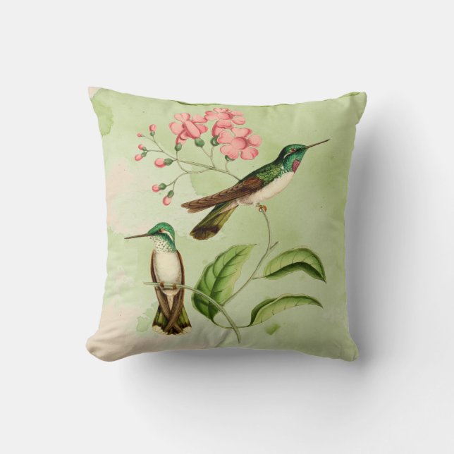 Coussin Carreau d'aquarelle de colibri de gemme de (Recto)