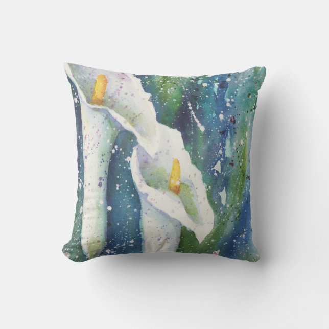 Coussin Carreau d'aquarelle de zantedeschia (Recto)