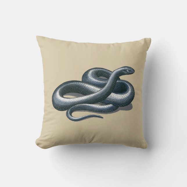 Coussin Carreau d'art de reptile de serpent d'indigo (Recto)