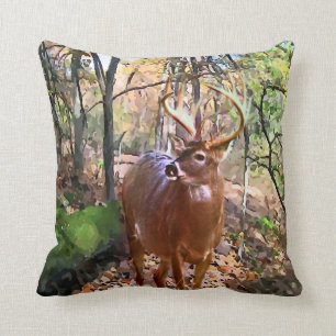 Coussin Carreau de carré de cerfs communs de région bois