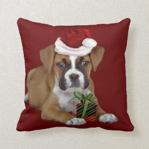 Coussin Carreau de chien de boxeur de Noël