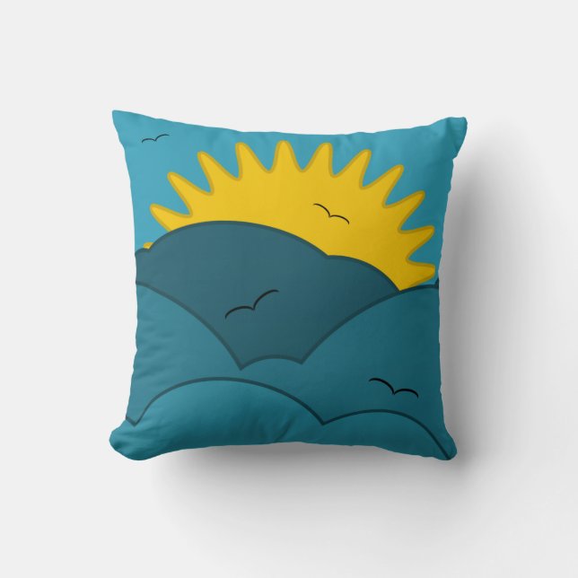 Coussin Carreau de ciel bleu avec Sun (Recto)