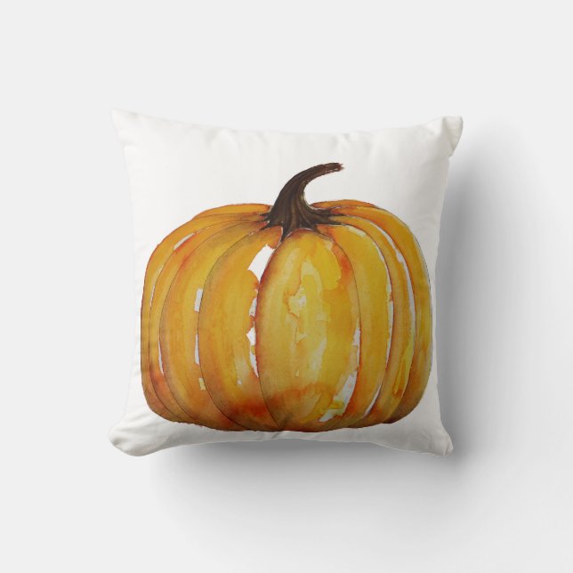 Coussin Carreau de citrouille d'aquarelle (Recto)