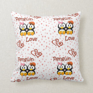 Coussin Carreau de coeurs d'amour de pingouin