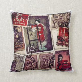 Coussin Carreau de collection de timbre