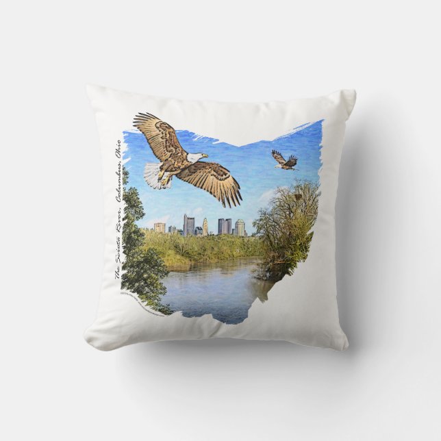 Coussin Carreau de Columbus Ohio de rivière d'Eagles (Recto)