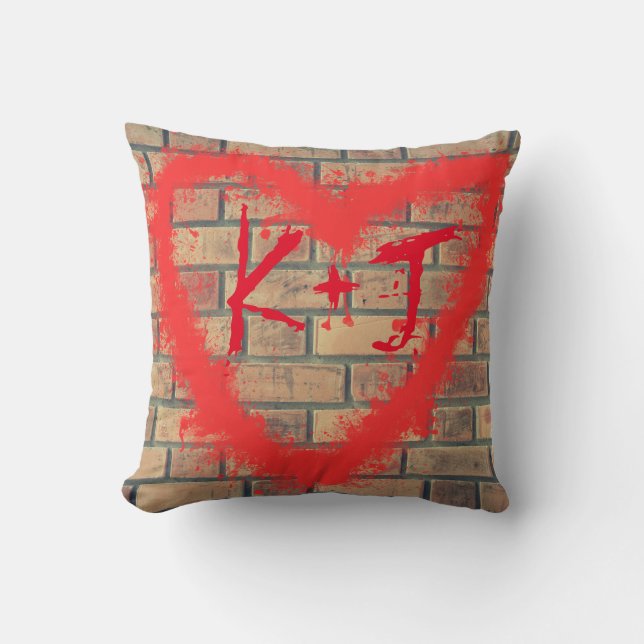 Coussin Carreau de coutume de mur de briques et de coeur (Recto)