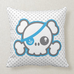 Coussin Carreau de crâne de pirate de Kawaii