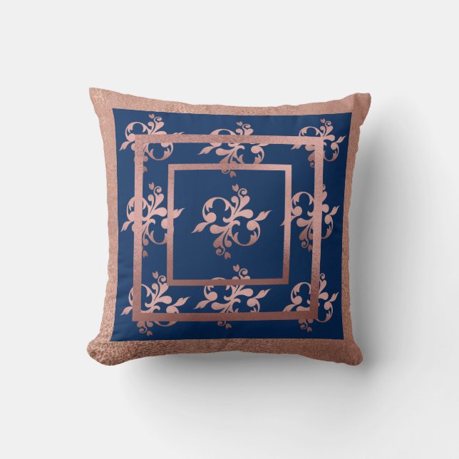Coussin Carreau de damassé de marine et d'en cuivre (Recto)