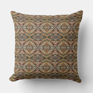 Coussin Carreau de diamant tribal moderne abstrait terreux