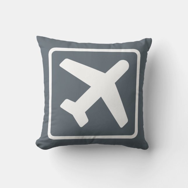 Coussin Carreau de gris d'icône de départ d'avion (Recto)