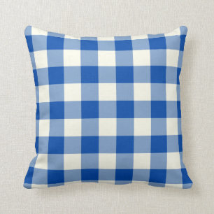 Coussin Carreau de guingan de bleu de cobalt