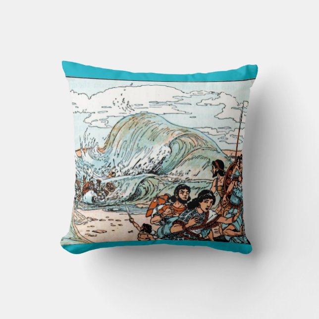 COUSSIN CARREAU DE LA MER ROUGE D'EXODE DE LA PÂQUE PESACH (Recto)