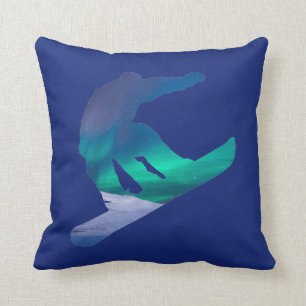 Coussin Carreau de lumières du nord de l'aurore de surfeu