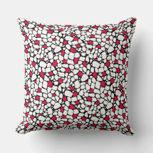 Coussin Carreau de mosaïque abstrait rouge blanc noir moti