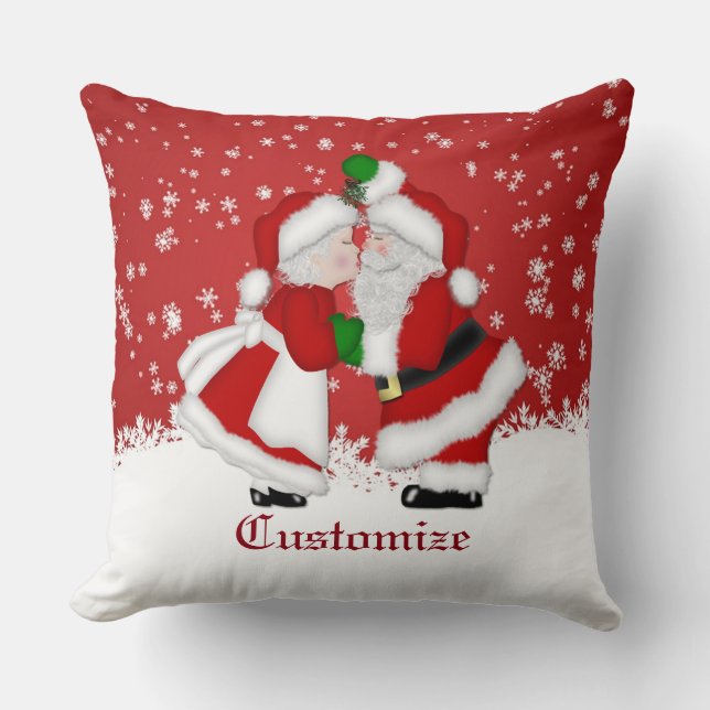 Coussin Carreau de Noël de Père Noël de gui (Recto)