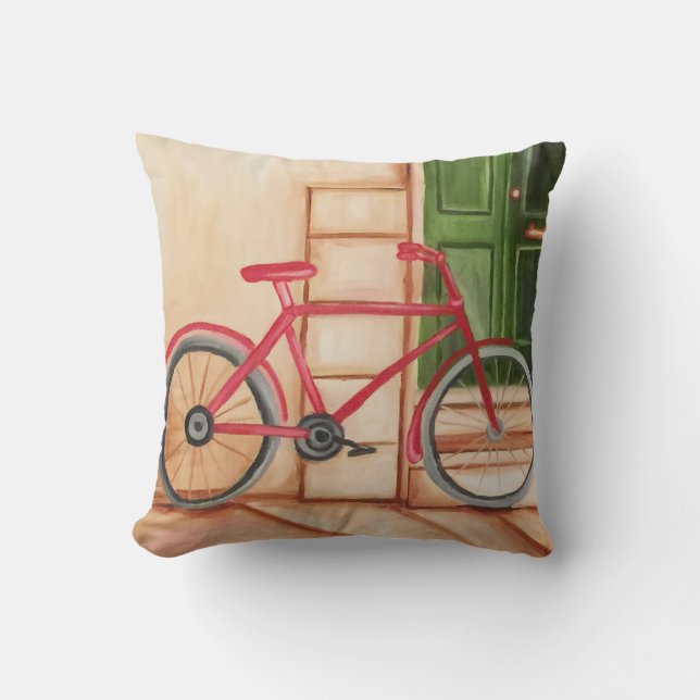 Coussin Carreau de peinture à l'huile de bicyclette, (Recto)