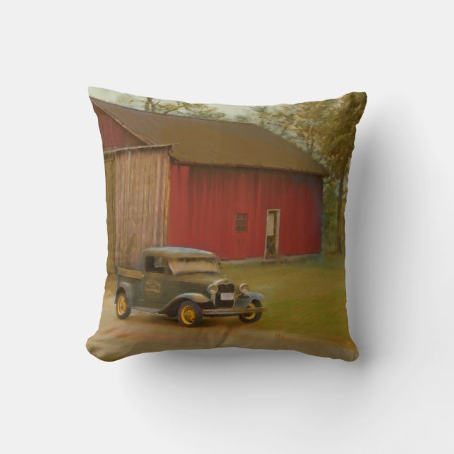 Coussin Carreau de peinture à l'huile de camion de scierie (Recto)