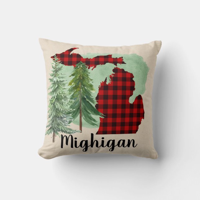 Coussin Carreau de plaid de Buffalo du Michigan (Recto)