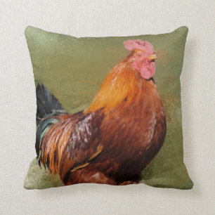 Coussin Carreau de poulet peint par huile