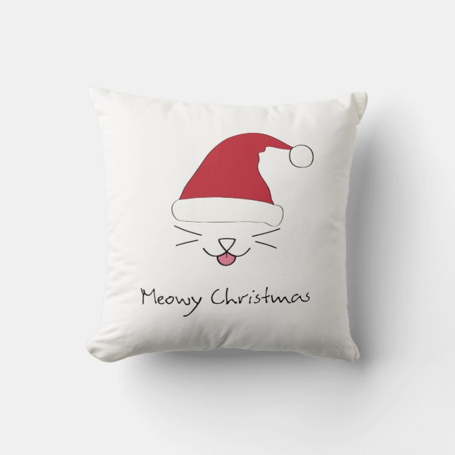 Coussin Carreau de purfect de Noël de Meowy ces vacances (Recto)