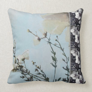 Coussin Carreau de rayure d'orchidée de noir de pavot ble