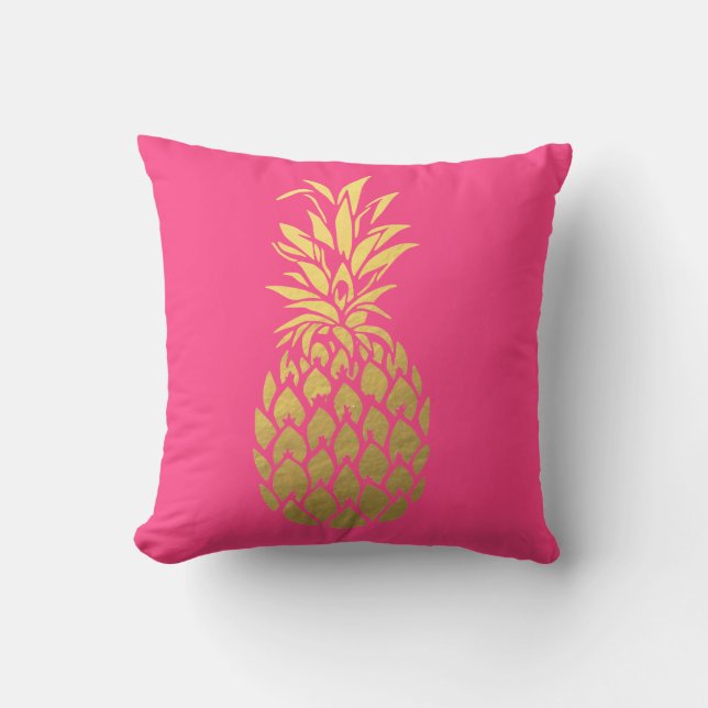 Coussin Carreau de rose d'ananas de feuille d'or (Recto)