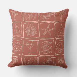 Coussin Carreau de terre cuite méditerranéen rustique