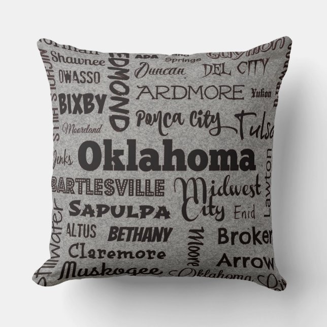 Coussin Carreau de Villes d'Oklahoma dans le gris/noir (Recto)