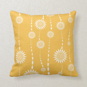Coussin Carreau décoratif floral jaune moderne