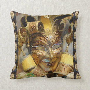 Coussin Carreau d'or de masque de carnaval de Venise