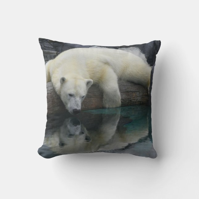 Coussin Carreau d'ours blanc. Photographie de faune (Recto)