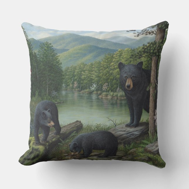 Coussin Carreau d'ours noirs (Recto)