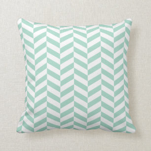 Coussin Carreau en arête de poisson vert en bon état