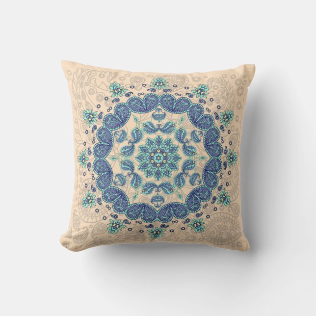Coussin Carreau en pastel de kaléidoscope de Paisley (Recto)