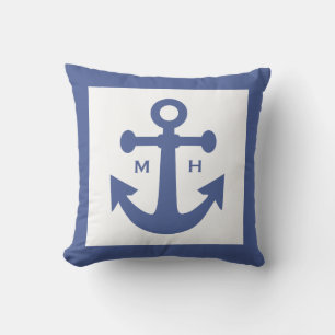 Coussin Carreau fait sur commande de monogramme d'Ancre