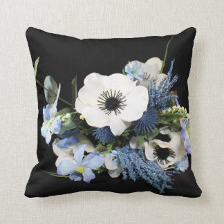 Coussin Carreau floral bleu et noir