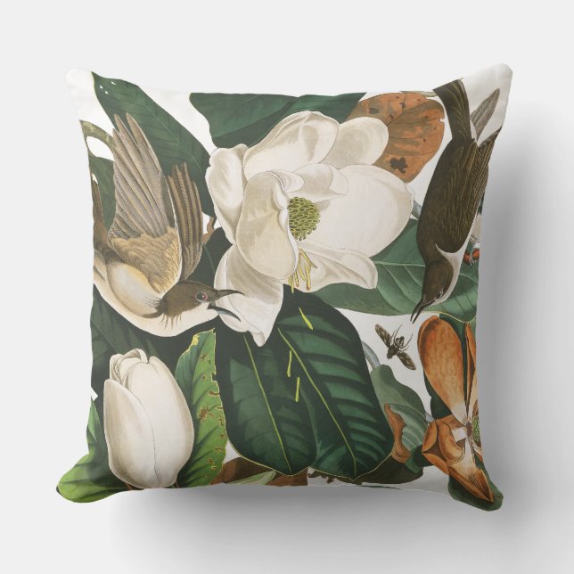 Coussin Carreau floral de faune d'oiseaux de coucou (Recto)