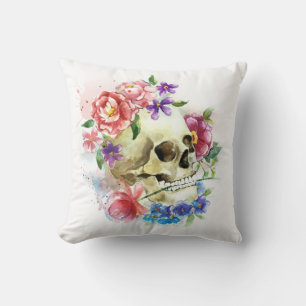 Coussin Carreau floral de Skull Dia de los Muertos  