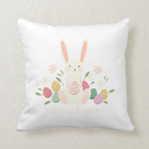 Coussin Carreau floral simple du lapin de Pâques  
