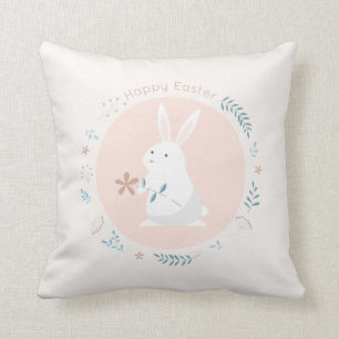 Coussin Carreau floral simple du lapin de Pâques  
