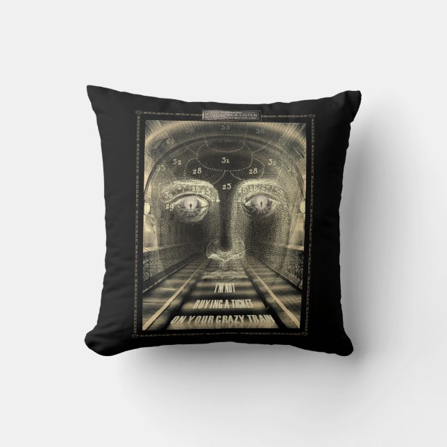 Coussin Carreau fou de train (Recto)