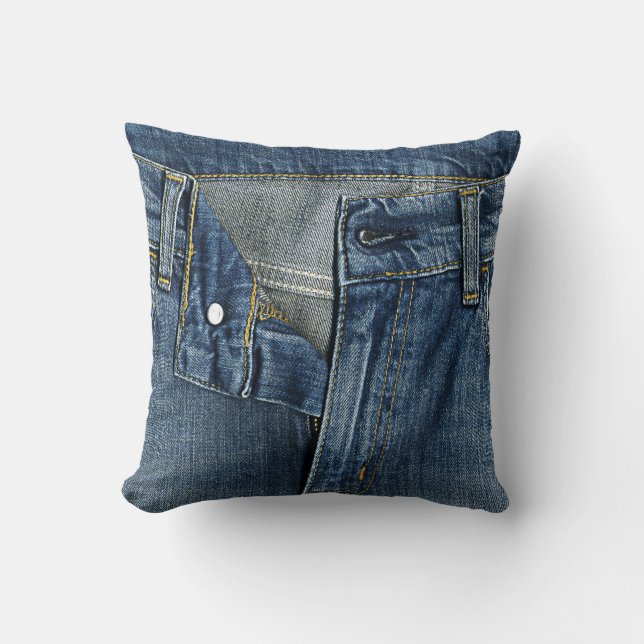 Coussin Carreau frais 16" de texture de denim x16 " (Recto)