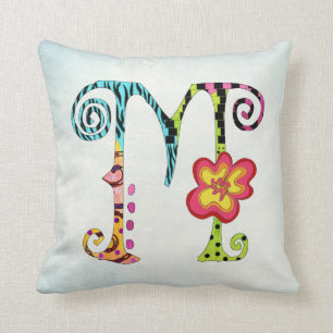 Coussin Carreau génial coloré de monogramme de la lettre