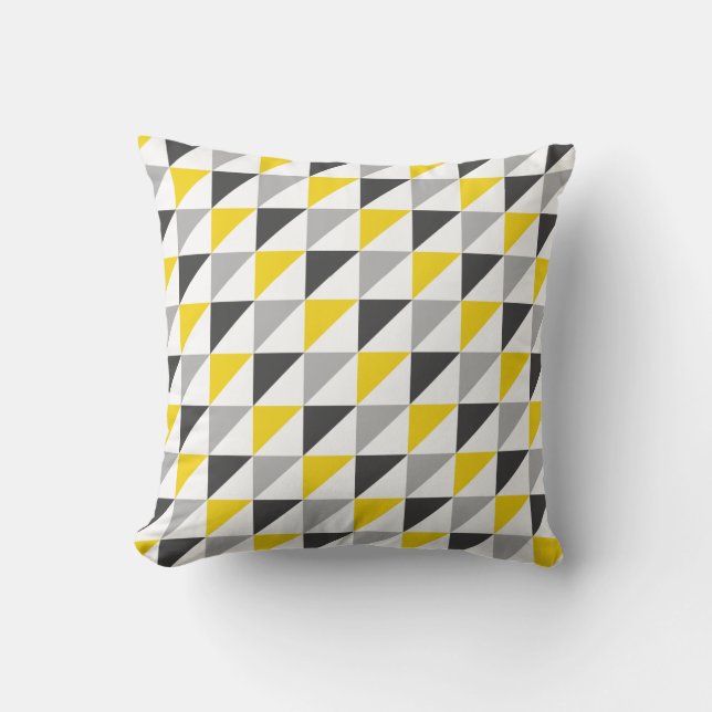 Coussin Carreau géométrique jaune et gris (Recto)