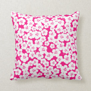 Coussin carreau girly mignon couleur cerise et blanc de