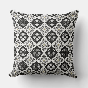 Coussin Carreau graphique casablanca en motif noir et blan